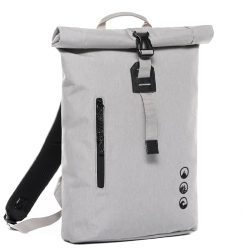 SONS OF ALOHA Roll-Top Rucksack Schmal & Klein Daypack Alani - Leichter City-Rucksack - PET recycelt, wasserabweisend - mit herausnehmbarer Laptop-Hülle 14" Fahrrad-Rucksack Off-White von SONS OF ALOHA