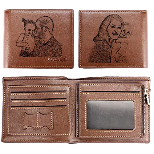 SOUFEEL Personalisierte Foto Geldbörse für Herren Individuelle Brieftasche mit Bild und Text Graviert Leder Portemonnaie braun Geschenke für Vater Ehemann Geburtstag Weihnachten von SOUFEEL