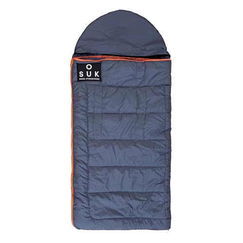 SOUK ONE Premium Kinderschlafsack Outdoor Camping Deckenschlafsack 3-4 Jahreszeiten für Kinder und Jugendliche (Grau Blau, 55cm x 90cm) von SOUK ONE