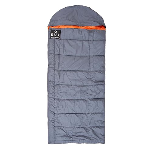 SOUK ONE Premium Kinderschlafsack Outdoor Camping Deckenschlafsack 3-4 Jahreszeiten für Kinder und Jugendliche (Grau Orange, 70cm x 135cm) von SOUK ONE