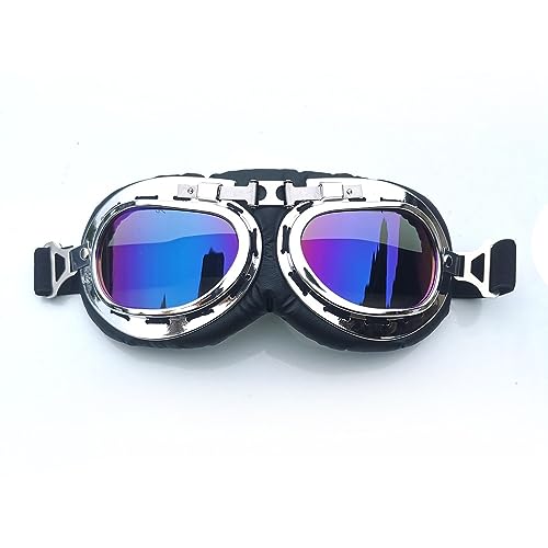 SOWUDM Motorradbrille Motocross-Goggles-Helm-Pilot-Roller Retro Moto Outdoor Dirt Bike Reiten Sonnenbrillen Retro Motorradbrille Vintage Off-Road Motocross Brille (Color : Reflex) von SOWUDM