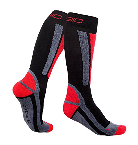 SPAIO Erwachsene Socken Thermo Ski, Black/Red, 35-37 von SPAIO