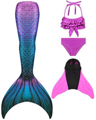 SPEEDEVE Meerjungfrau Flosse Badeanzug für Schwimmen Mädchen Meerjungfrauenflosse mit Monoflosse,BB-j24,130 von SPEEDEVE