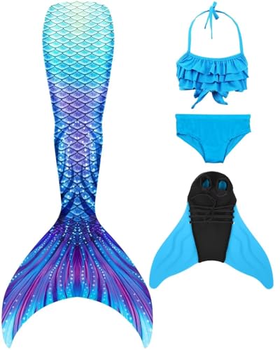 SPEEDEVE Meerjungfrau Flosse Badeanzug für Schwimmen Mädchen Meerjungfrauenflosse mit Monoflosse,L-M1,150 von SPEEDEVE