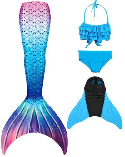 SPEEDEVE Meerjungfrau Flosse Badeanzug für Schwimmen Mädchen Meerjungfrauenflosse mit Monoflosse,Lan-dh53,120 von SPEEDEVE