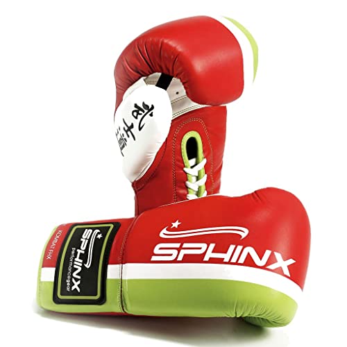 SPHINX PRO Fight Kombat FHX, weiches und glattes Leder, handgegerbt, für Erwachsene, Rot, 10 OZ von G5 HT SPORT