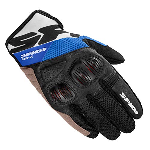 Spidi, Flash-R Evo, Herren-Motorrad-Handschuhe, schützend & strapazierfähig, Sommerhandschuhe, rutschfest, Touchscreen-tauglich, durchschn. Gewicht 0,1 kg, Schwarz und Blau, Größe 3XL von SPIDI