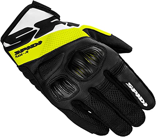 SPIDI, Flash-R Evo, Herren-Motorrad-Handschuhe, schützend & strapazierfähig, Sommerhandschuhe, rutschfest, Touchscreen-tauglich, durchschn. Gewicht 0,1 kg, Schwarz/Gelb, Größe L von SPIDI
