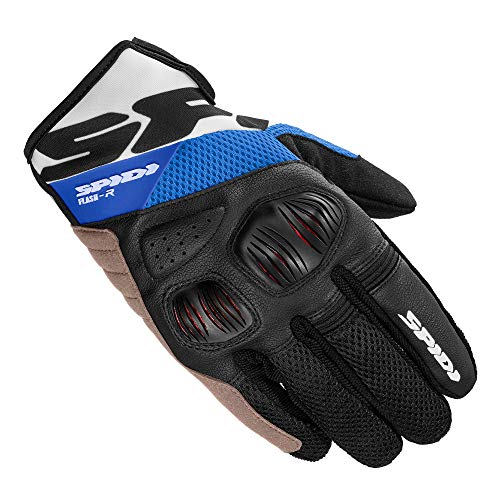 Spidi, Flash-R Evo, Herren-Motorrad-Handschuhe, schützend & strapazierfähig, Sommerhandschuhe, wasserdicht & rutschfest, Touchscreen-tauglich, durchschnitt. Gewicht 0,1 kg, Schwarz und Blau, Größe XL von SPIDI