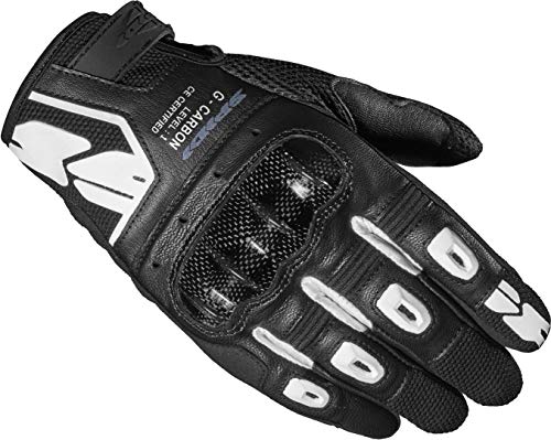 Spidi G-Carbon, Motorradhandschuhe, Farbe Schwarz-Weiß, Größe XXL, mit Resistiver Touchscreen-Funktion und Schutzpolsterung, Abriebfeste und Atmungsaktive Motorradhandschuhe aus Leder von SPIDI