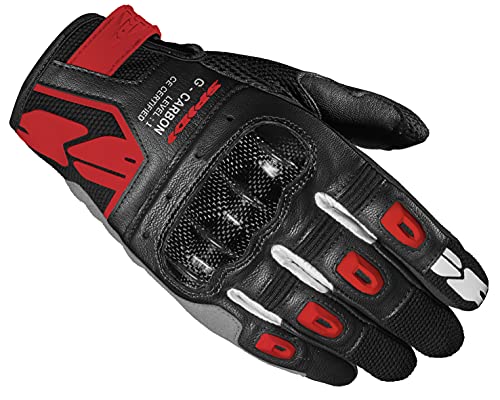 Spidi G-Carbon, Motorradhandschuhe, Farbe Rot, Größe XXL, mit Resistiver Touchscreen-Funktion und Schutzpolsterung, Abriebfeste und Atmungsaktive Motorradhandschuhe aus Leder von SPIDI