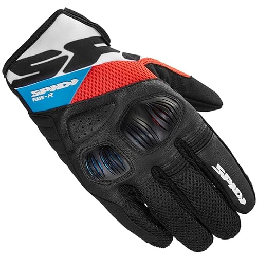 SPIDI, Flash-R Evo, Herren-Motorrad-Handschuhe, schützend & strapazierfähig, Sommerhandschuhe, rutschfest, Touchscreen-tauglich, durchschn. Gewicht 0,1 kg, Rot/Blau, Größe S von SPIDI