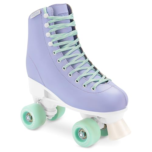 Damen Klassische Retro Rollschuhe | Verstellbare Größe | ABEC7 Kugellager | Lila Türkis Mädchen Classic Roller Skates Inliner Inlineskates | SPOKEY Queenie (39-42) von SPOKEY
