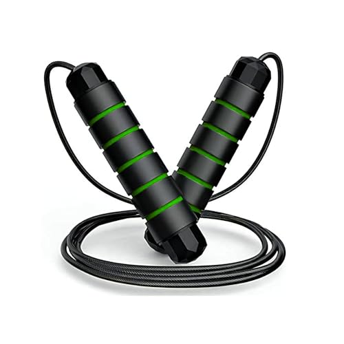 Einstellbares Fitness-Springseil - Seilspringen für zur Gewichtsreduktion - Seil für Spring - Hergestellt aus Kunststoff, Schwamm und Stahldraht - Geeignet für das Heimtraining (Grün - 300g) von SPOMALKA