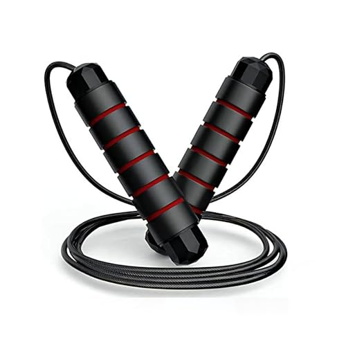 Einstellbares Fitness-Springseil - Seilspringen für zur Gewichtsreduktion - Seil für Spring - Hergestellt aus Kunststoff, Schwamm und Stahldraht - Geeignet für das Heimtraining (Rot - 300g) von SPOMALKA