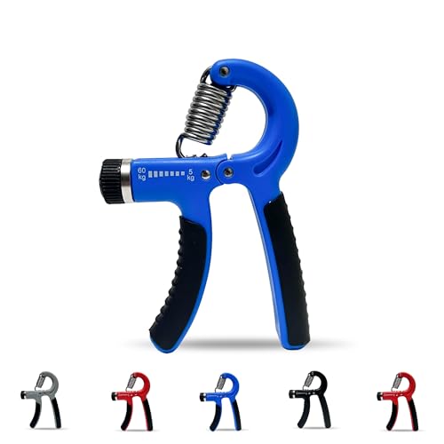 SPOMALKA Hochwertiger Handtrainer - Handgrifftrainer - Handübungsgerät für die Stärkung der Handnerven - Verstellbar von 5 bis 60 kg (Blau - EIN Stück) von SPOMALKA