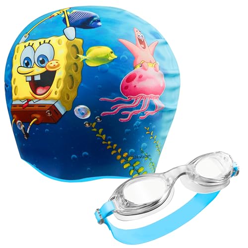 SpongeBob Schwammkopf Badekappe & UV-Schutz Schwimmbrille Kinder Set - Schwimmen Zubehör von SPONGEBOB SQUAREPANTS