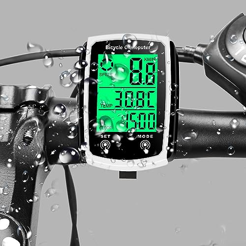 Fahrradcomputer Fahrrad Wasserdicht Kabelgebundener Tacho Fahrrad Kilometerzähler mit LCD Display Bildschirm Kabelgebundener Fahrradcomputer Schwarz von SPORTARC