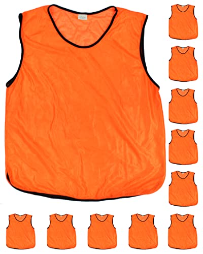 SPORTIKEL24 11 Trainings-Leibchen für Jugendliche – zum Markieren von Mannschaften – Sport Bibs ohne Logo – für Mädels & Jungs (orange) von SPORTIKEL24