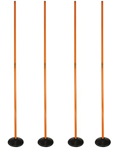 SPORTIKEL24 Kombi-Scheibenfuß aus Vollgummi & Slalomstange 180 cm – 4er Set – Rubber Base & Stange für Slalom & Koordinationstraining – für Fußball & Hundesport – Slalom-Set (Orange) von SPORTIKEL24