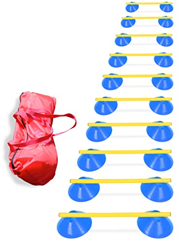 SPORTIKEL24 Mini-Hürden 10er-Set mit Stangen 50 cm & Tragetasche – für Agility- & Koordinationstraining – Cavaletti – Hürden & Slalom (blau/gelb) von SPORTIKEL24