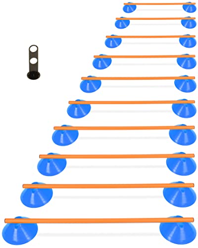 SPORTIKEL24 Mini-Hürden 10er Set & Stangen 100 cm – Cavaletti für Agility- & Koordinationstraining – Hürden & Slalom für Hunde, Teamsport, Kinder & Pferde (blau/orangene Stangen) von SPORTIKEL24