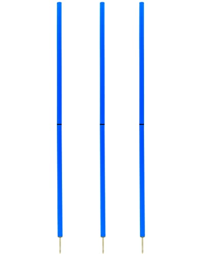 SPORTIKEL24 Slalomstangen 180 cm, ø 32 mm – 3er-Set – Trainingsstangen mit Metallspitze – Agility-Stangen – für Agility- & Koordinationstraining – für Fußball & Hundesport (Blau) von SPORTIKEL24