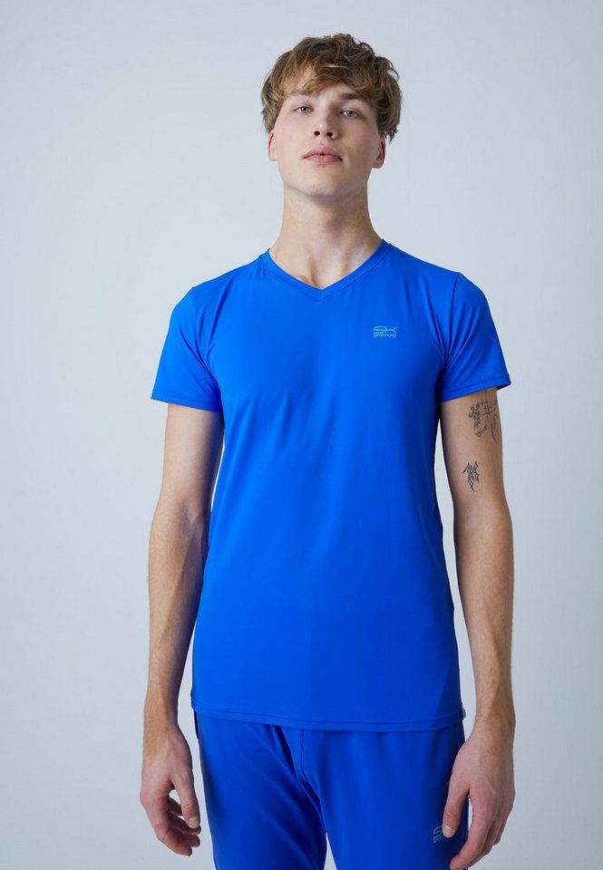 SPORTKIND Funktionsshirt Tennis T-Shirt V-Ausschnitt Herren & Jungen kobaltblau von SPORTKIND
