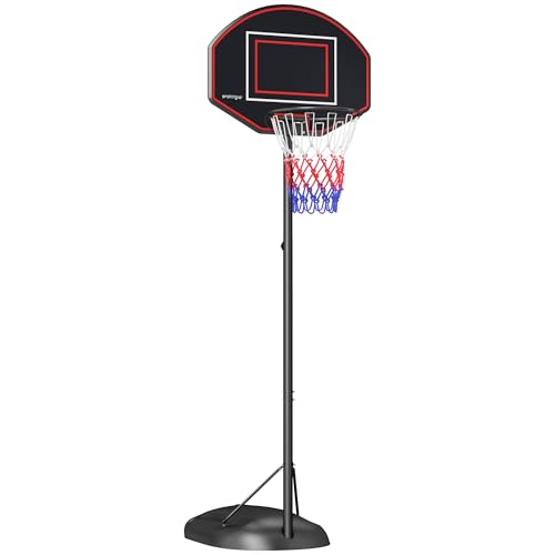 SPORTNOW Basketballkorb mit Ständer, 221-282 cm Höhenverstellbar Basketballständer mit Bruchsicherer Rückwand und Rädern, Basketballanlage für Erwachsene, Stahl, Schwarz von SPORTNOW