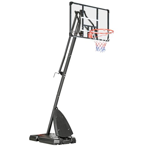 SPORTNOW Basketballkorb mit Ständer Höhenverstellbarer Basketballständer, Rollen, 293-350 cm Basketball-Backboard Ständer, Basketballanlage für Kinder und Erwachsene, Stahl von SPORTNOW