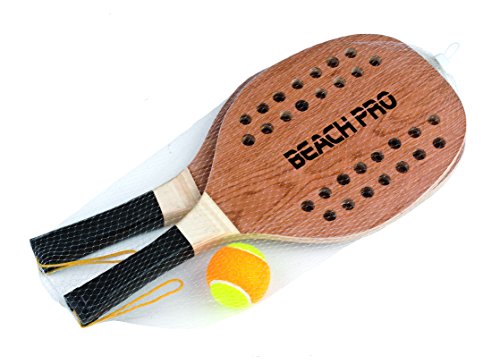 SPORTONE Unisex – Kinder MANDELLI Paar Beach Tennis Pro Schläger mit Ball aus Holz 380, Mehrfarbig, 48 cm von Sport1