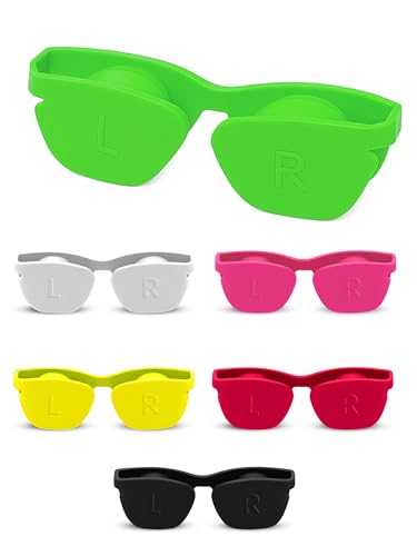 SPORTS WORLD VISION 6PC Kontaktlinsenbehälter im Sonnenbrillen-Design | Flacher Farbiger Kontaktlinsenbehälter mit Klappdeckel | Reisefreundliche Kontaktlinsenlösungsbox in Mehreren Farben von SPORTS WORLD VISION