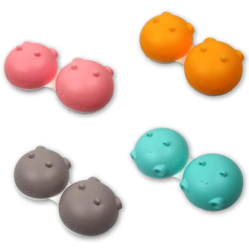 Neue 3-teilige Hippo Fun Kontaktlinsenbehälter mit niedlichen Tiermotiven, leicht, tragbar und unverwechselbares Design, niedlicher und lustiger Aufbewahrungsbehälter für Reisekontaktlinsen, Rosa von SPORTS WORLD VISION