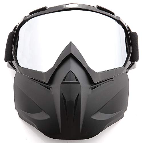 SPOSUNE Motorradbrille Abnehmbare Gesichtsmaske, ATV Dirt Bike Motocross MX Riding Paintball Brille staubgeschützt UV400 Brille mit weichem Schaumstoff, verstellbarer Riemen für Männer und Frauen von SPOSUNE