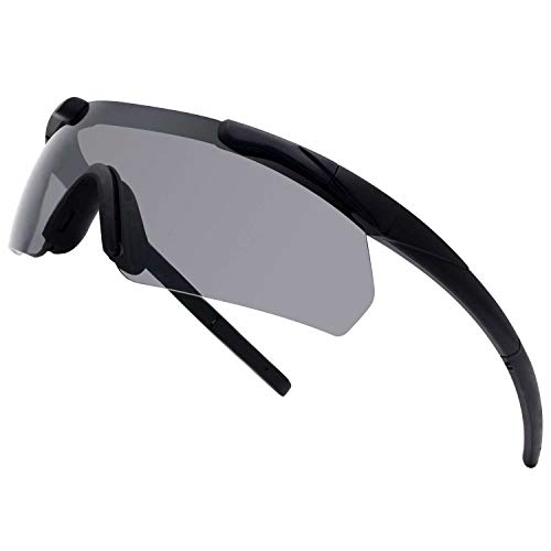 SPOSUNE Outdoor-Brille mit 3 baren Gl?sern, hohe Schlagfestigkeit, Unisex-Sicherheitsbrille ?? Anti-Beschlag-UV400-Augenschutz, Sonnenbrille f?r Jagd, Radfahren, Autofahren, kompakt UK-JY-035-Black von SPOSUNE