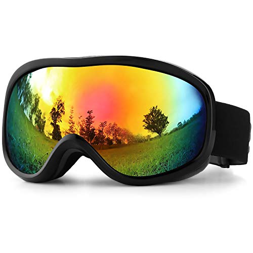 SPOSUNE Skibrille Damen Herren Snowboardbrille OTG Kids Skibrille Brille Wear Anti-Fog 100% UV400 Schutz für Skifahren Rollschuhlaufen Windschutz Schlagfest Helm kompatibel von SPOSUNE