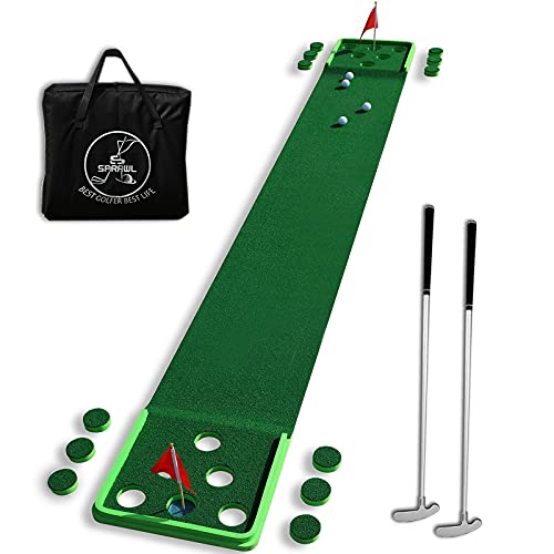 SPRAWL Golf-Putting-Matten, Hinterhof-Pong-Spiel-Set, 39 cm, Putting Green mit 2 Puttern, 4 Bälle für Familienfeier, Innen- und Außenbereich von SPRAWL