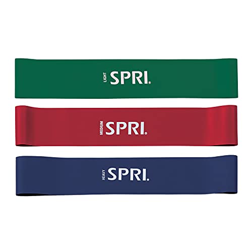 SPRI Mini-Loop-Bänder-Set, 3 Stück, leicht, mittel, schwere Widerstandsbänder für Unterkörpertraining, Muskeltraining und Training von SPRI