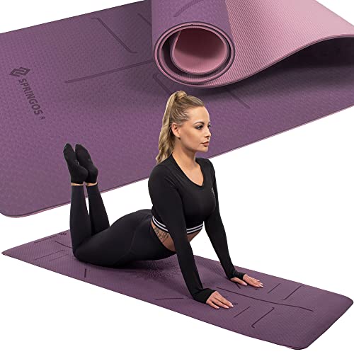 SPRINGOS Yogamatte mit Mandala 61 cm x 183 cm x 6 mm Anti-Rutsch-Übungsmatte zweiseitig Trainingsmatte Fitness frei von Latex und PVC von SPRINGOS