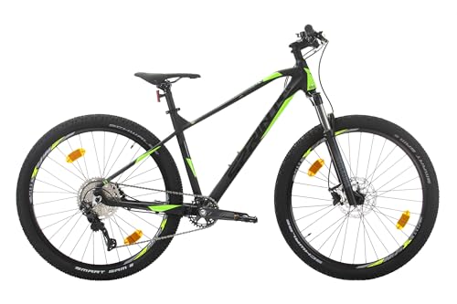 SPRINT APOLON 27,5 Zoll Mountainbike mit Aluminiumrahmen und Shimano Deore 10-Gang-Schaltung (Schwarz Grün, 480 mm) von SPRINT