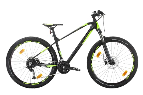 SPRINT APOLON 27,5 Zoll Mountainbike mit Laufrädern, Aluminiumrahmen und Shimano Alivio Schaltung (Schwarz Grün, 440 mm) von SPRINT