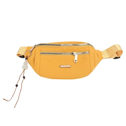 Hüfttasche, Mehrlagig, Stilvoll, PU, ​​glatter Reißverschluss, Großes Fassungsvermögen, Verstellbarer Gürtel, Hüfttasche für Sport (Yellow) von SPYMINNPOO