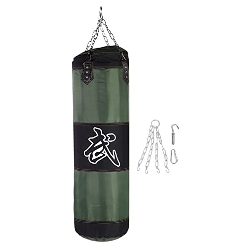 Leerer Punching-Sandsack, mit Metallketten-Reißverschlussverschluss und Soliden Nähten, Perfekt für das Box-Karate-Kick-Training (Green) von SPYMINNPOO