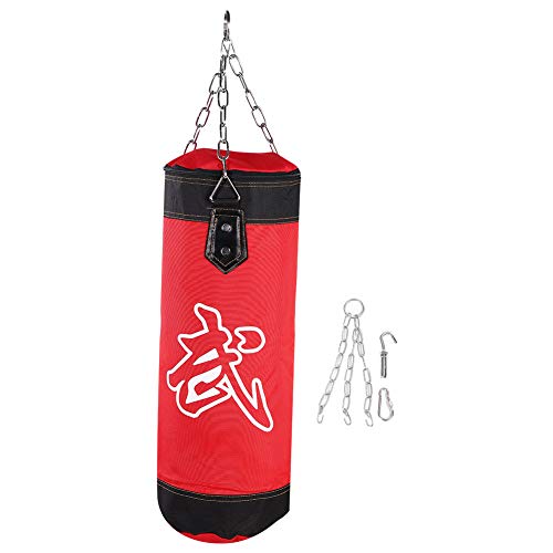 Leerer Punching-Sandsack, mit Metallketten-Reißverschlussverschluss und Soliden Nähten, Perfekt für das Box-Karate-Kick-Training (Rot) von SPYMINNPOO