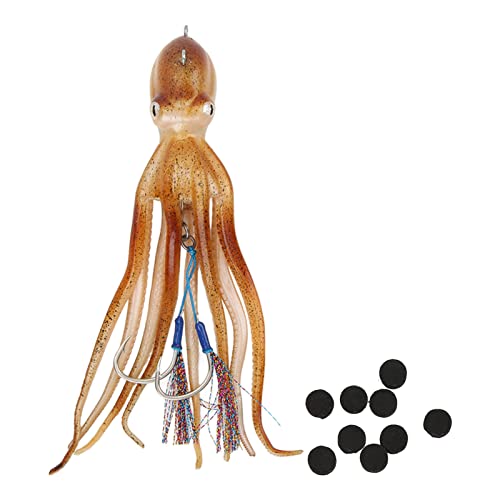 SPYMINNPOO Angeln Octopus Köder,Simulation Squid Octopus Jig Künstlicher Weicher Fischköder mit 10 Tintentabletten für das Salzwasser Hochseeangeln von SPYMINNPOO
