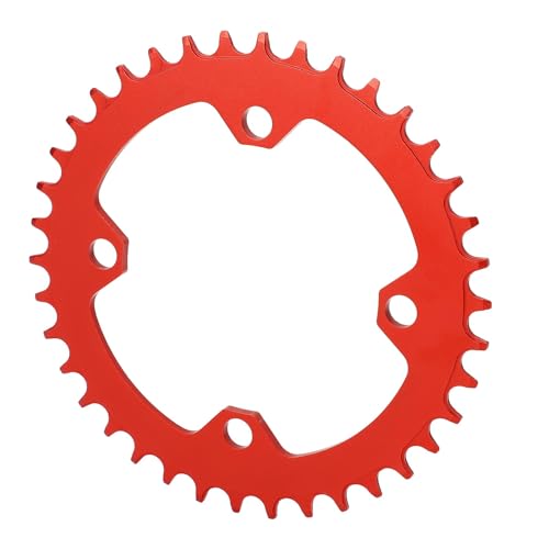 SPYMINNPOO CNC-Bearbeitung eines Mountainbike-Einzelkettenblatts aus Aluminiumlegierung, Leichtes, Schmales, Breites Zahndesign, Glatt, Schön für Langes Radfahren (Rot) von SPYMINNPOO