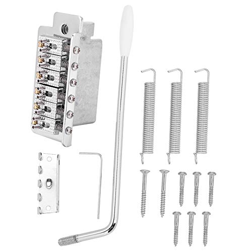 SPYMINNPOO E-Gitarren-Tremolo-Br¨¹cke, Gitarrenbr¨¹cke-Ersatz-Tremolo-System mit Roller Single Locking Vibrato Bridge Saitenhalter f¨¹r ST-Gitarre (Silver) von SPYMINNPOO