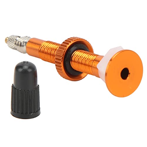 SPYMINNPOO Fahrrad Presta Ventil Adapter, 40mm Alu MTB Rennrad Tubeless Vakuum Extender Ventiladapter mit Ventilschaftkappen(Orange) von SPYMINNPOO