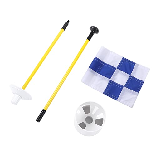 SPYMINNPOO Golf Flaggen Set, Tragbar 3 Fuß Golf Fahne mit Loch Cup Set 2 Abschnitt Design Golf Fahnenstangen für Drinnen und Draußen(Blaues und weißes Gitter) (Blaues und weißes Gitter) von SPYMINNPOO