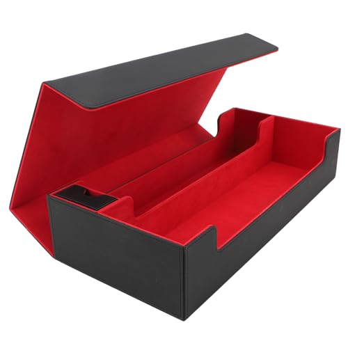 SPYMINNPOO Kartenaufbewahrungsbox, Kartenetui aus PU-Leder mit Magnetverschluss und Schublade für über 550 Spielkarten (Schwarz Rot) von SPYMINNPOO